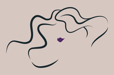 Woman Hair and Lips Logo