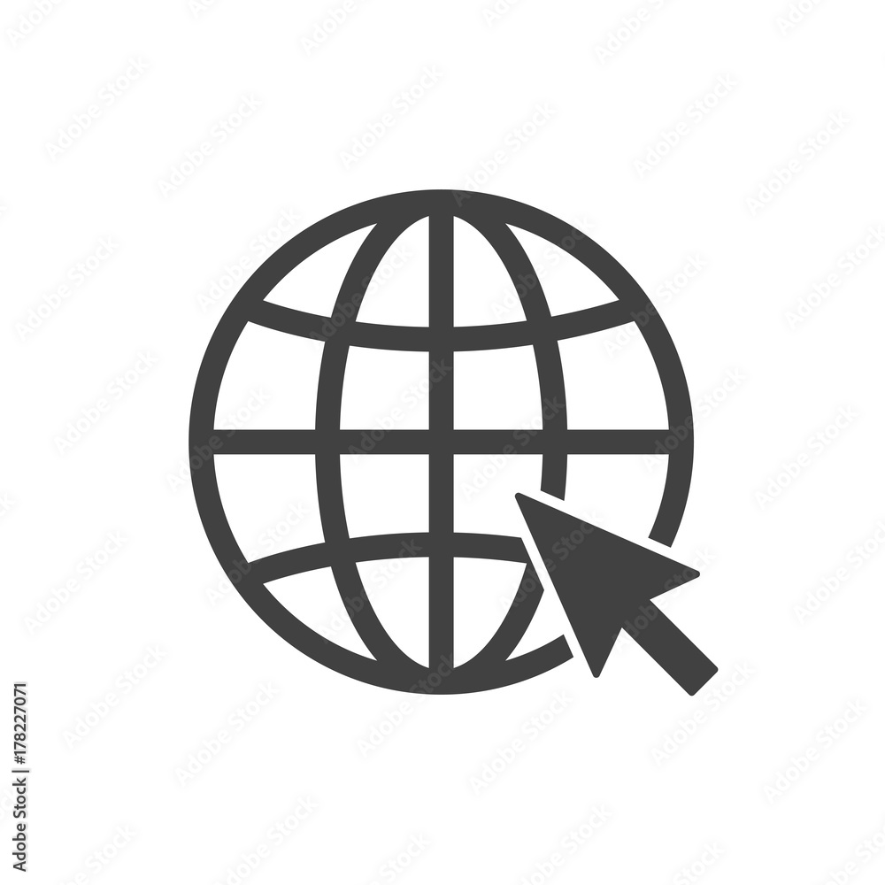 Wall mural internet icon. go to web sign - simple flat design isolated on white background, vector