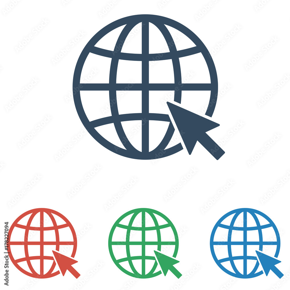 Wall mural internet icon set. go to web sign - simple flat design isolated on white background, vector