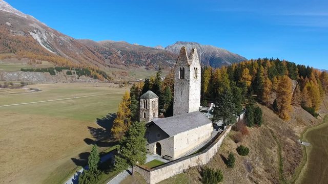Church of San Gian in Celerina. Engadine Valley
