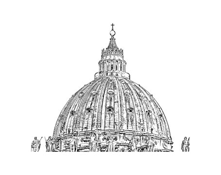 black and white st. peter's basilica dome clip art preview