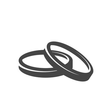 Wedding rings icon. Vector logo on white background
