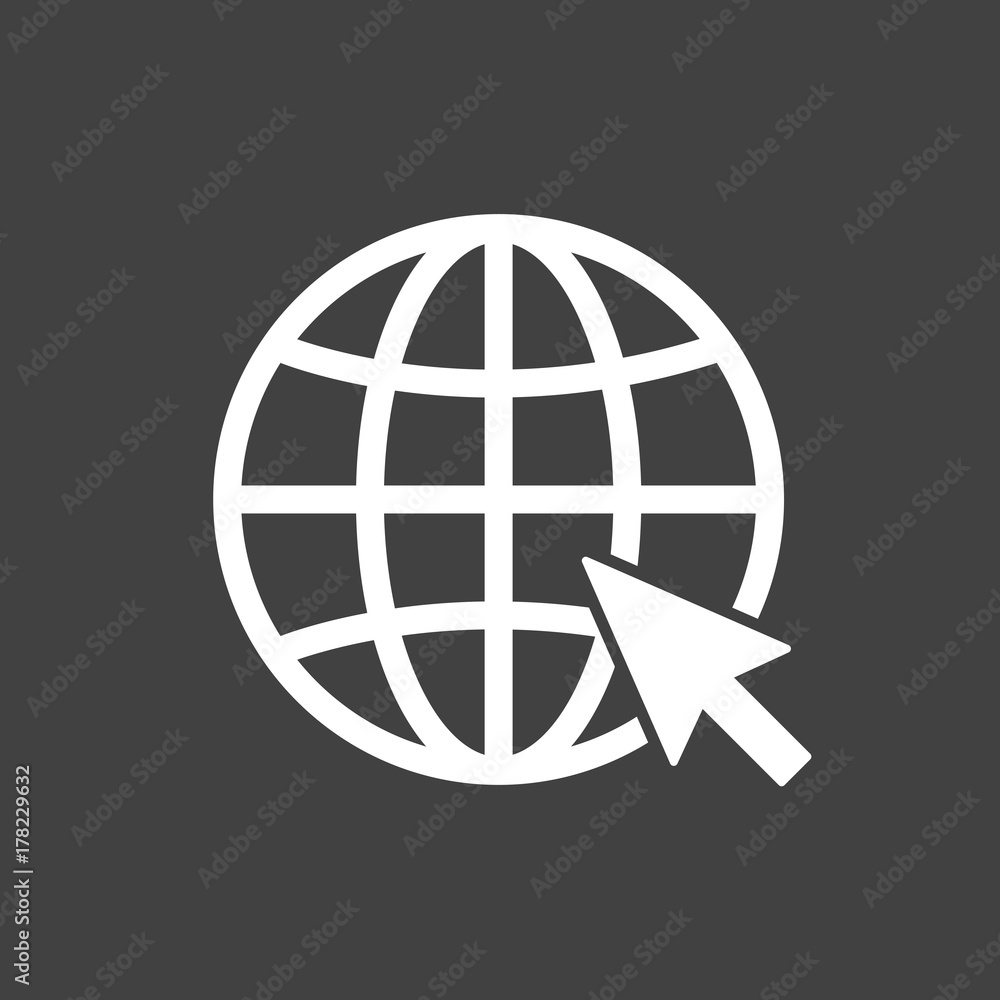 Wall mural internet icon. go to web sign - simple flat design isolated on gray background, vector