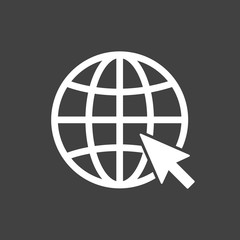 Internet icon. Go to web sign - simple flat design isolated on gray background, vector
