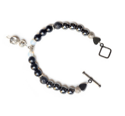 jewel handmade bracelet with semipreciouse stones at white background