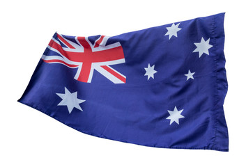 Flag of australia national isolated with moving wave on the flag on white background with clipping path