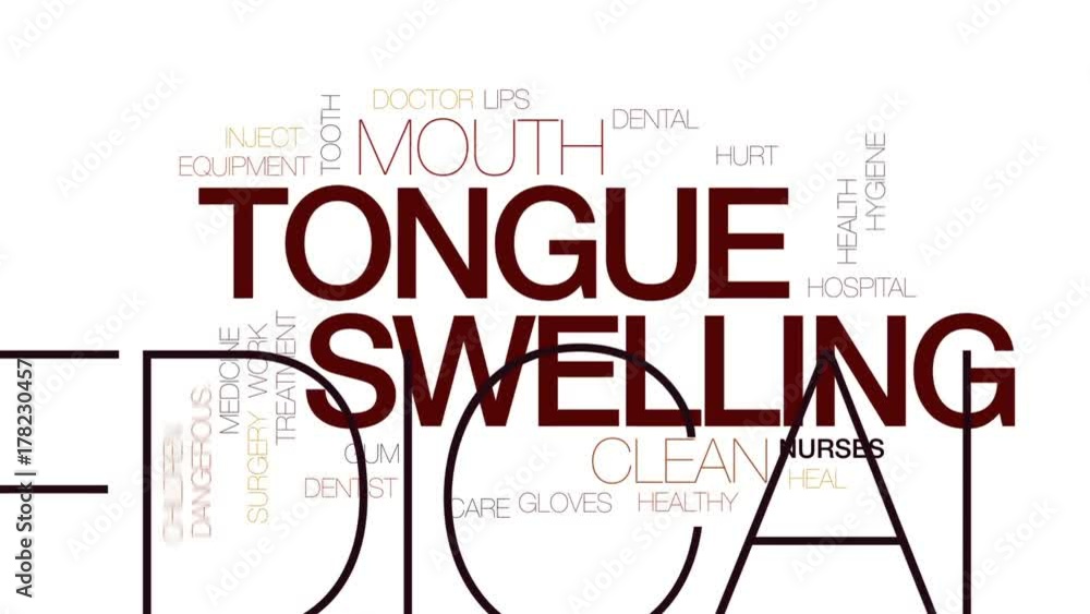 Poster tongue swelling animated word cloud, text design animation. kinetic typography.