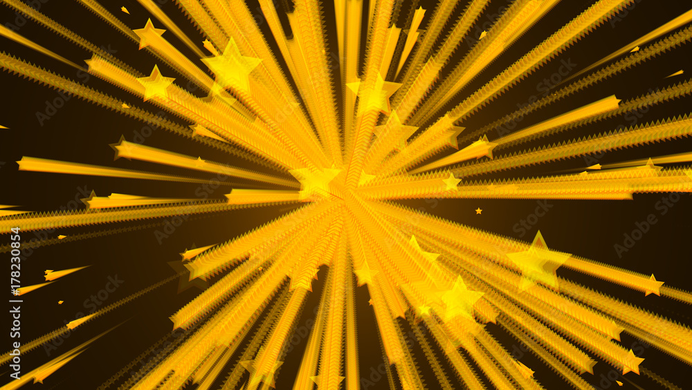 Poster abstract background with stars explosion. 3d rendering