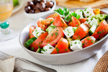 Close Up Of A Refreshing Greek Salad