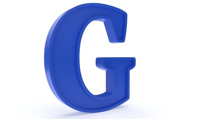Blue letter G, 3d rendering