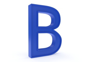 Blue letter B, 3d rendering
