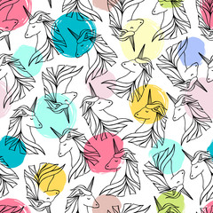 Seamless pattern with unicorns.