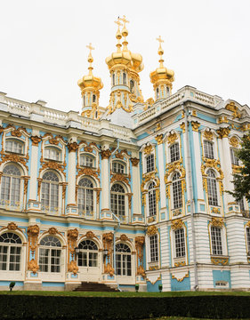 The facade of the palace in Pushkin.