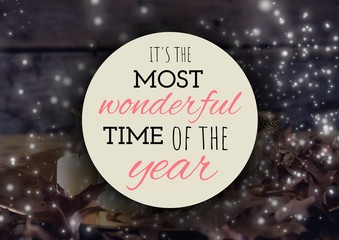 Fototapeta premium merry Christmas and happy new year text on Christmas background