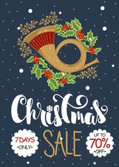 Christmas Sale banner drawn lettering text