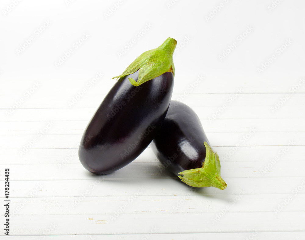 Poster two fresh eggplants