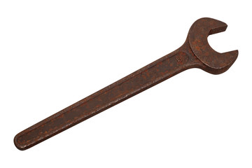 Steel wrench on a white background