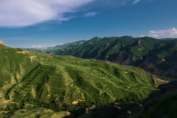 green mountains and hills in Dagestan