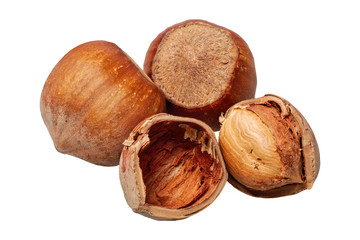 Group of nuts on a white background
