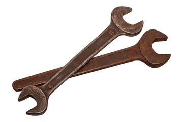 Steel wrench on a white background