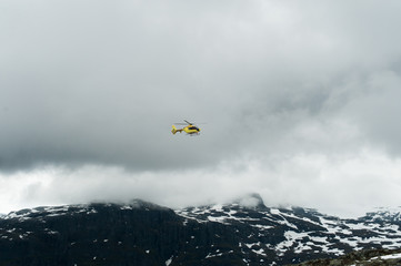 Helicopter in the Norwegian mountains