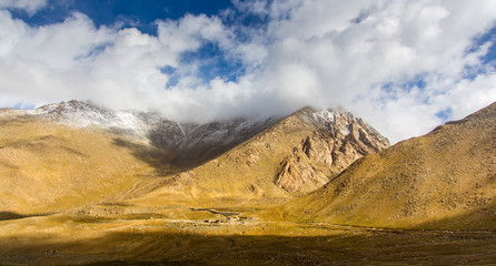 Top of mountain covered snow