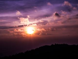 Fototapeta premium The horror sun rises moment in Mon Jong, Chiangmai, Thailand.