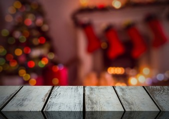 Naklejka na ściany i meble Wooden floor with Christmas theme background
