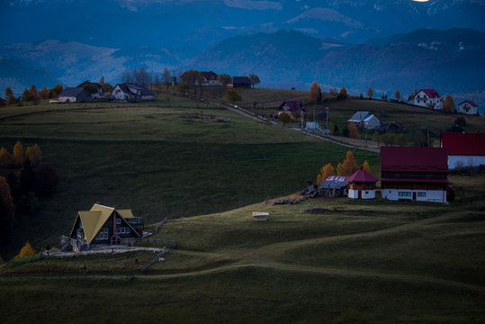 hills just before the sunrise in pestera brasov