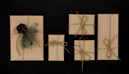gift boxes on black
