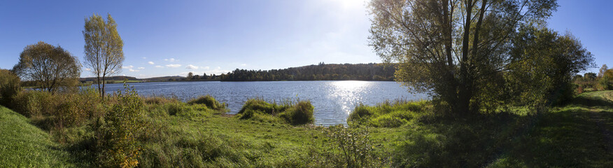 aartal lake dam hesse germany high definition panorama