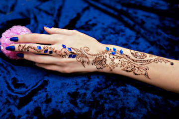 Mehendi Picture on Woman Hand