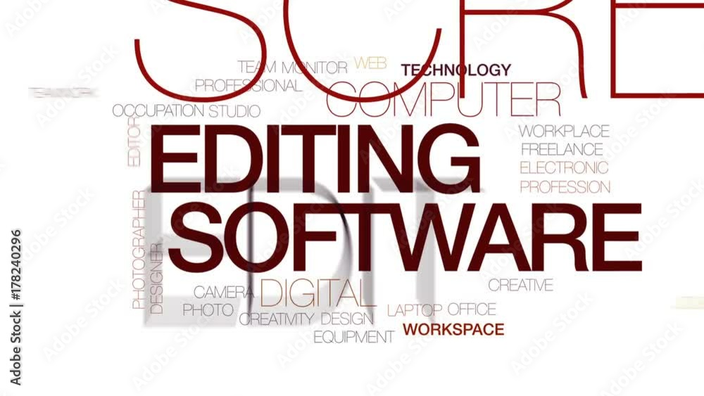Poster editing software animated word cloud, text design animation. kinetic typography.