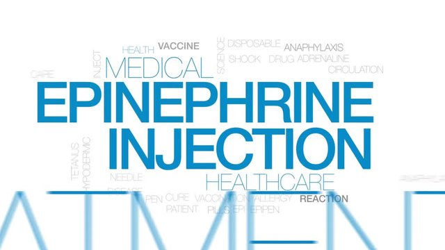 Epinephrine injection animated word cloud, text design animation. Kinetic typography.