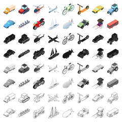 Transportation set icons in cartoon style. Big collection of transportation vector symbol stock illustration