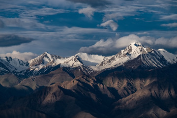 Landscape of Leh city and mountain around from Leh Monastery   Leh district, Ladakh, in the north Indian state of Jammu and Kashmir.