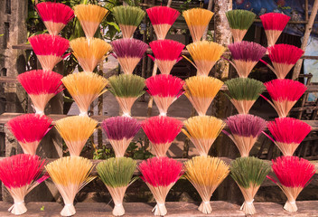 An arrangement of incense sticks in Hue Vietnam