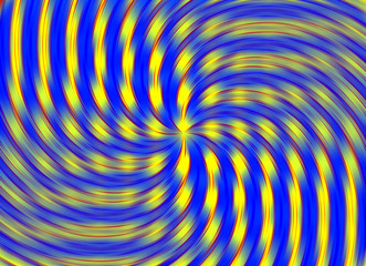 Blue yellow circles and spirals, abstract background with contrasts