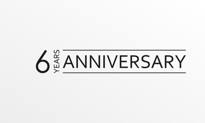 6 years anniversary emblem. Anniversary icon or label. 6 years celebration and congratulation design element. Vector illustration.
