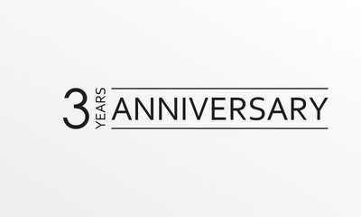 3 years anniversary emblem. Anniversary icon or label. 3 years celebration and congratulation design element. Vector illustration.