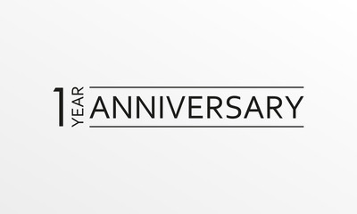 1 year anniversary emblem. Anniversary icon or label. 1 year celebration and congratulation design element. Vector illustration.