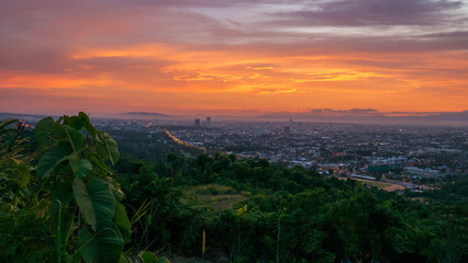 Beautiful sunset over city