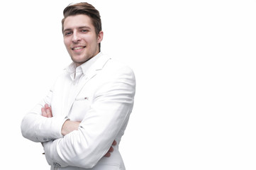 confident businessman in white shirt