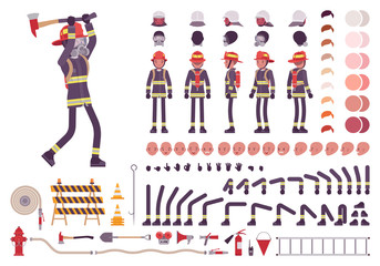Obraz premium Firefighter character creation set