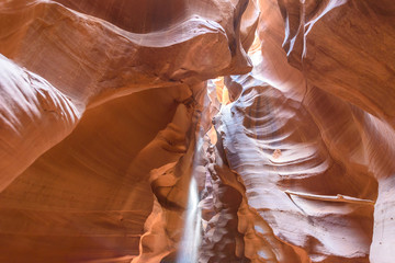 Beautiful light beams in Antelope Upper Canyon in Page, Arizona, USA