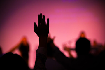 praise hand up in church