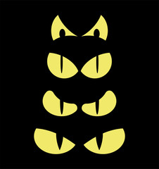 halloween spooky scary eyes  vector  design isolated on black background