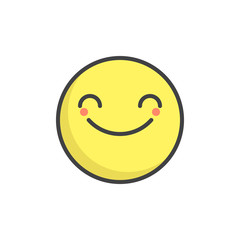Smiling face with smiling eyes emoticon filled outline icon
