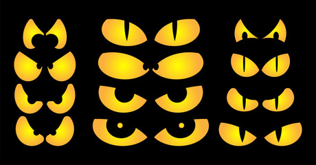 Fototapeta premium halloween spooky scary eyes vector design isolated on black background