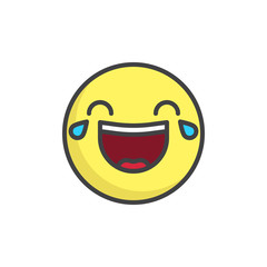 Obraz premium Face with tears of joy emoticon filled outline icon